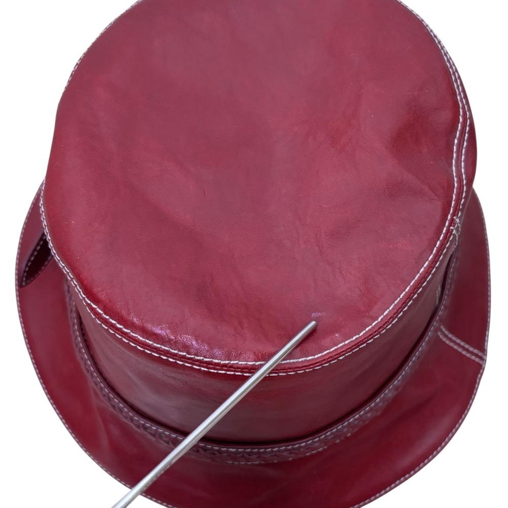 Brighton Cherry Red Leather Bucket Hat Boho OS - Picture 12 of 14